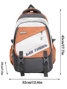 Large Capacity Student Backpack With Color Block Design, Suitable For Outdoor Travel, Middle And High School Students' Campus Backpack. Great Gift For Men. School Backpack Back To School Commute Book Bag School Bag - Grey - View 5