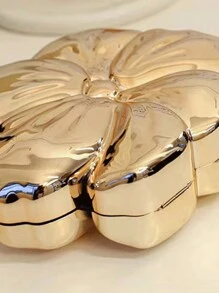 Luxury Shiny ABS Material Flower Shaped Mini Clutch Handbag Buckle Metal Bead Chain Shoulder Bag Women Party Charming Gift, Suitable For Dating, Shopping, Going Out, Commuting, Daily Matching, Fashion Niche Design, Women Bag