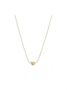 1入簡約不銹鋼小空心心形時尚女項鍊，適合日常佩戴