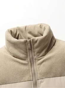 New Casual Oversized Corduroy Patchwork Stand Collar Loose Warm Outwear Jacket