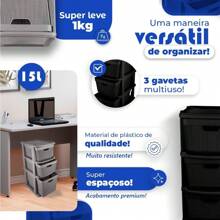 地板抽屉套件，带 3 个塑料抽屉，15 升，捷豹多用途实用工具，万圣节装饰品，万圣节服装，秋季装饰，节日装饰 - 灰色 - 查看 3