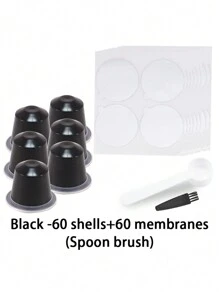 Cápsulas de café desechables - Cápsulas de espresso rellenas, selladas, con anillo de goma y pegatina de sellado, y reutilizables - Película de aluminio y tazas - Útiles escolares de vuelta al colegio