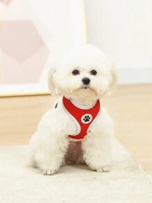 1pc Breathable And Comfortable Dog Harness, With Night Reflective Strip, Suitable For Walking Dogs And Cats, Small And Medium Dogs, Single Chest And Back Without Traction Rope - Red - View 4