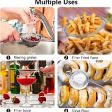 Colador de filtro multifuncional adecuado para fideos, dumplings, jugo, leche de soja, filtración de harina, polvo de café, colador de malla - Plateado - Ver 7