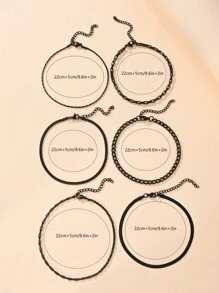 6pcs Stainless Steel Simple Geometric Decor Women's Daily Anklet