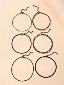 6pcs Stainless Steel Simple Geometric Decor Women's Daily Anklet