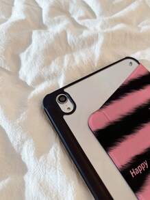 1 件时尚黑色和粉色条纹字母双面印刷 720 度可旋转亚克力水晶透明防摔平板电脑保护壳带笔槽，兼容华为、iPad、小米 - 彩色 - 查看 9