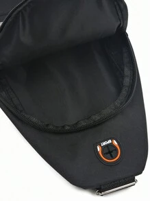 韩版胸包男士防水牛津布单肩斜挎包户外休闲运动骑行胸包休闲小背包单肩包腰包腰包返校学生通勤带耳机孔学校用品 - 黑色 - 查看 4