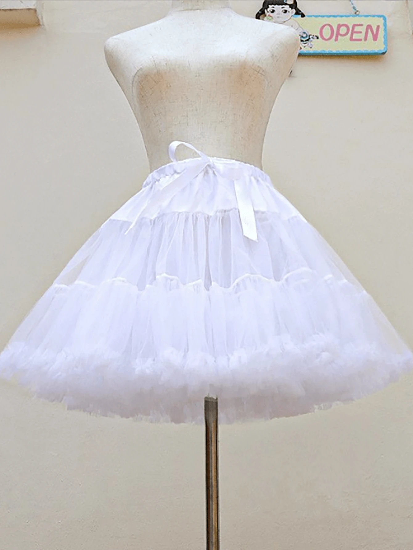 1pc Lolita Lace Cloud Mesh Petticoat Underskirt For Daily & Performance, White. Valentine's Day Accessories