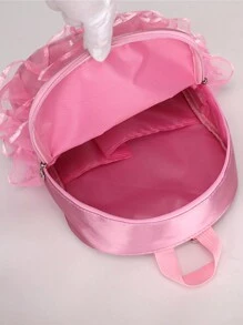 1pc Girls' Lace Backpack, Pink Ballet Style Princess School Bag, Suitable For Daily Use
