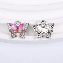 10 Chiếc Màu Hỗn Hợp Ngẫu Nhiên Acrylic Bướm & Mặt Dây Hợp Kim Kẽm Cho Dây Làm, Bông Tai & Làm Đồ Trang Sức - Bạc - Xem 2
