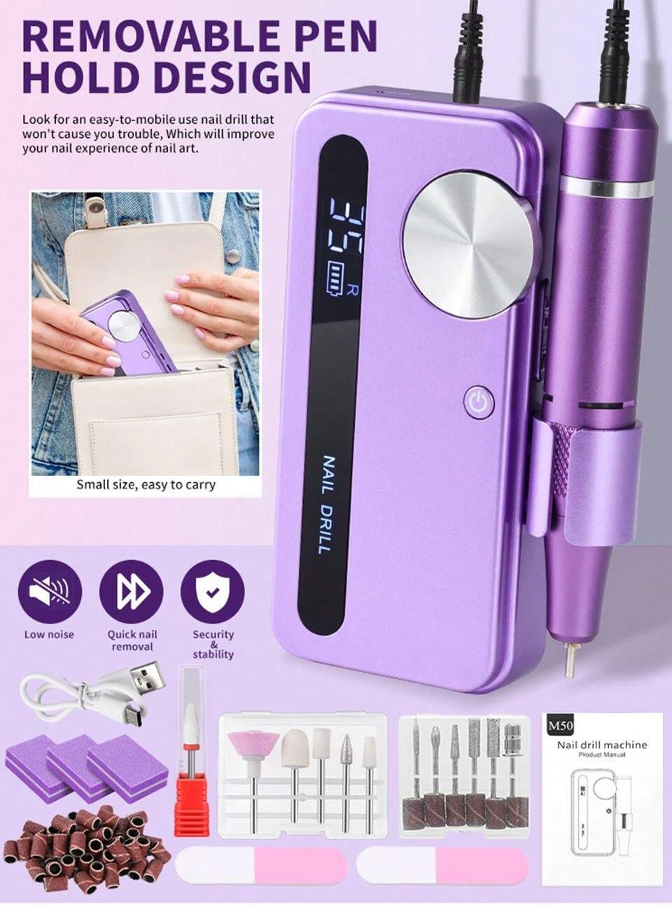 Portable Professional Nail Drills 2024 Digital Pro File Electric