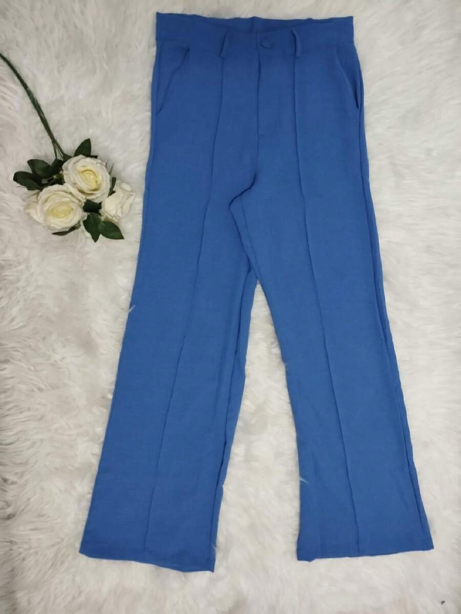 Women Pants - 霧霾藍 - 查看 1