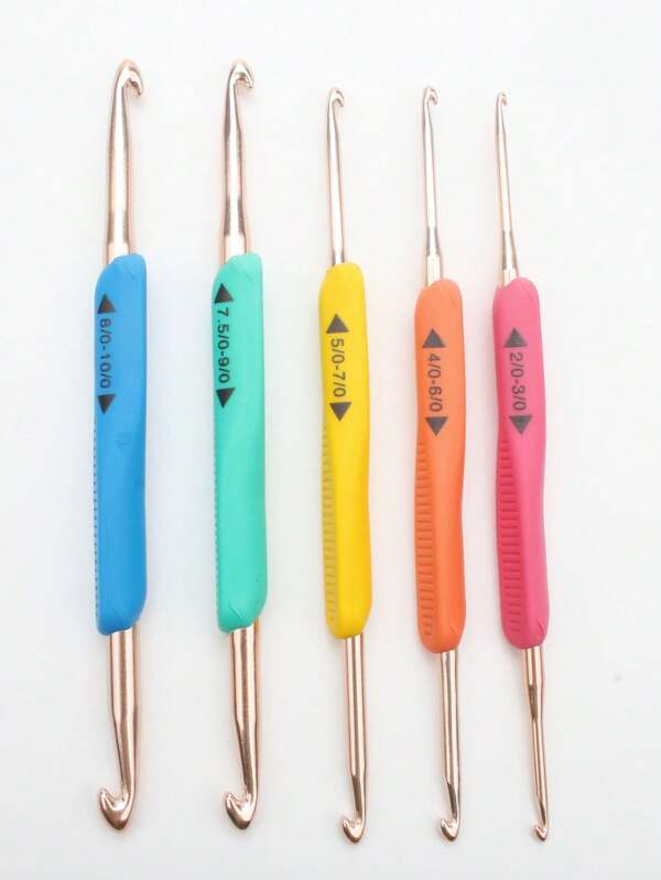 5pcs/Set Colorful Soft Aluminum Crochet Hooks Knitting DIY Tool Set
