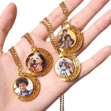 4 件/套或 1 件个性化照片项链 - 生动的定制图像吊坠 - 男女通用的情感礼物，适合特殊场合 - 旋转银月亮吊坠，生日礼物 - 金色月亮 - 查看 2