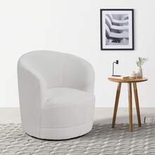 LIVINGANDHOME Living And Home Faux Fur Accent Swivel Chair - White - View 1