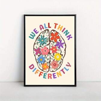 1 PC We All Have Different Ideas Canvas Poster, Flower Brain Art Creative Wall Art, Therapist Office, School Classroom, Study, Living Room Home Wall Decor, Funny Wall Art, Creative Gifts, Unframed Birthday Graduation