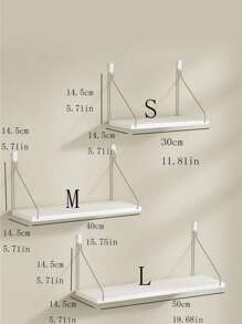 1pc Wall Mounted Storage Rack With Hook (No-Drill) For Books And Reading Materials, Living Room And Study Room Storage Shelf In Small, Medium And Large Sizes - White - View 5