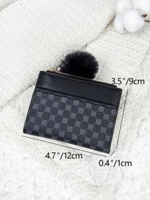 Hairball Wallet Detail Fold Over Pocket Wallet Small Bifold Slim Women Wallet Lightweight Portable Credit Card Key Case Short Wallet Cute Modern Fashion For Birthday Gift Christmas Anniversary Women Girls Lady Business For Anniversary For Christmas On Valentine Day For Birthday Gift For Couple For Girls For Lady For Female Bag School Supplies For School Dorm Room & Back To School For Women Wallet Purse Wallet Small Wallet