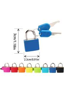 1pc Portable Small Color Plastic Lock Luggage Padlock,1pc  Padlock With 2pcs Key,Colored Casing/23mm Zinc Alloy/Tsa Approved Luggage Lock, Small And Sturdy, Luggage Locks , Mini Padlocks For Suitcases, Metal Keyed Lock For Travel Bags, Brass Lock Cylinder Is Durable,Small Copper Lock With Case,Available In Eight Colors - Multicolor - View 11