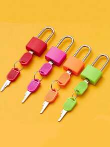 1pc Portable Small Color Plastic Lock Luggage Padlock,1pc  Padlock With 2pcs Key,Colored Casing/23mm Zinc Alloy/Tsa Approved Luggage Lock, Small And Sturdy, Luggage Locks , Mini Padlocks For Suitcases, Metal Keyed Lock For Travel Bags, Brass Lock Cylinder Is Durable,Small Copper Lock With Case,Available In Eight Colors - Multicolor - View 2