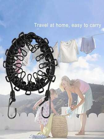 1pc Portable Travel Clothesline, Adjustable Elastic Camping Clothes Line