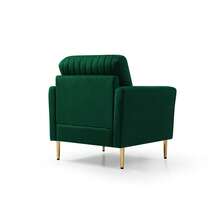Channel Tufted Green Velvet Singel Living Room Sofa Accent Chair - Green - View 9