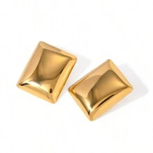 Uworld 1 对 18K 镀金不锈钢时尚几何光泽夸张大耳钉现代女士耳饰日常佩戴新潮流 - 金色 - 查看 12