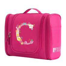 Geantă de toaletă, geantă de machiaj, geantă de călătorie impermeabilă pentru femei, geantă de depozitare de mare capacitate, geantă cosmetică cu imprimeu floral roz, cârlig, geantă de toaletă, geantă de mână, genți de toaletă, esențiale de călătorie de vară, pentru vacanță la plajă, rechizite școlare, esențiale pentru cămin, înapoi la școală, rechizite școlare