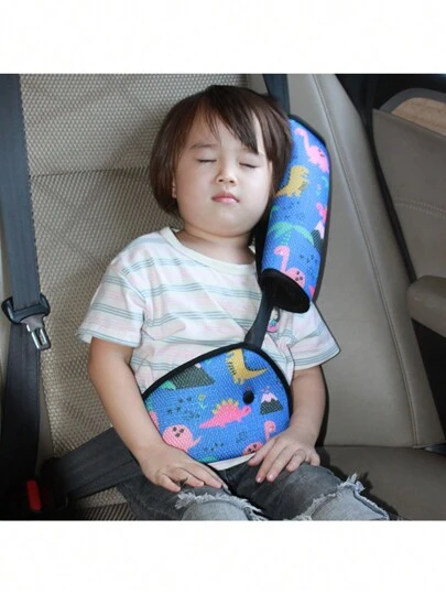 两件套，汽车安全座椅安全带套和腹垫，带靠垫和颈部支撑头枕，保护宝宝颈部和腹部，适合2-12岁男孩女孩出行