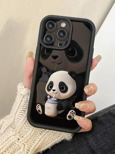 1pc Cute Panda Design Phone Case With Dust-Proof Hole, Protective Shockproof Cover Compatible With IPhone 11 Pro Max, 12 Pro Max, 13 Pro Max, 14 Pro Max, 15 Pro Max, 16 Plus, 16 Pro Max, Redmi, OPPO/Realme, VIVO, Infinix, Honor, MOTO, One Plus Waterproof Anti-Fall Scratch Resistant