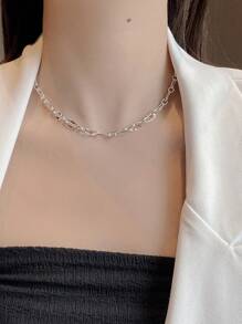 Collar hip-hop punk para mujeres, estilo coreano Collar letra de besos y labios de plata esterlina S925, Cadena de clavícula versátil para hombres y mujeres