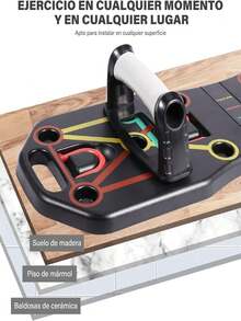 Push Up Board Ejercicio en Casa,Lagartijas Soporte, Tabla de Flexiones con Agarre de Goma Premium Antideslizante y Ligas de Resistencia, Tabla para Lagartijas Ideal para Fitness, Gym en Casa - Negro - Ver 4