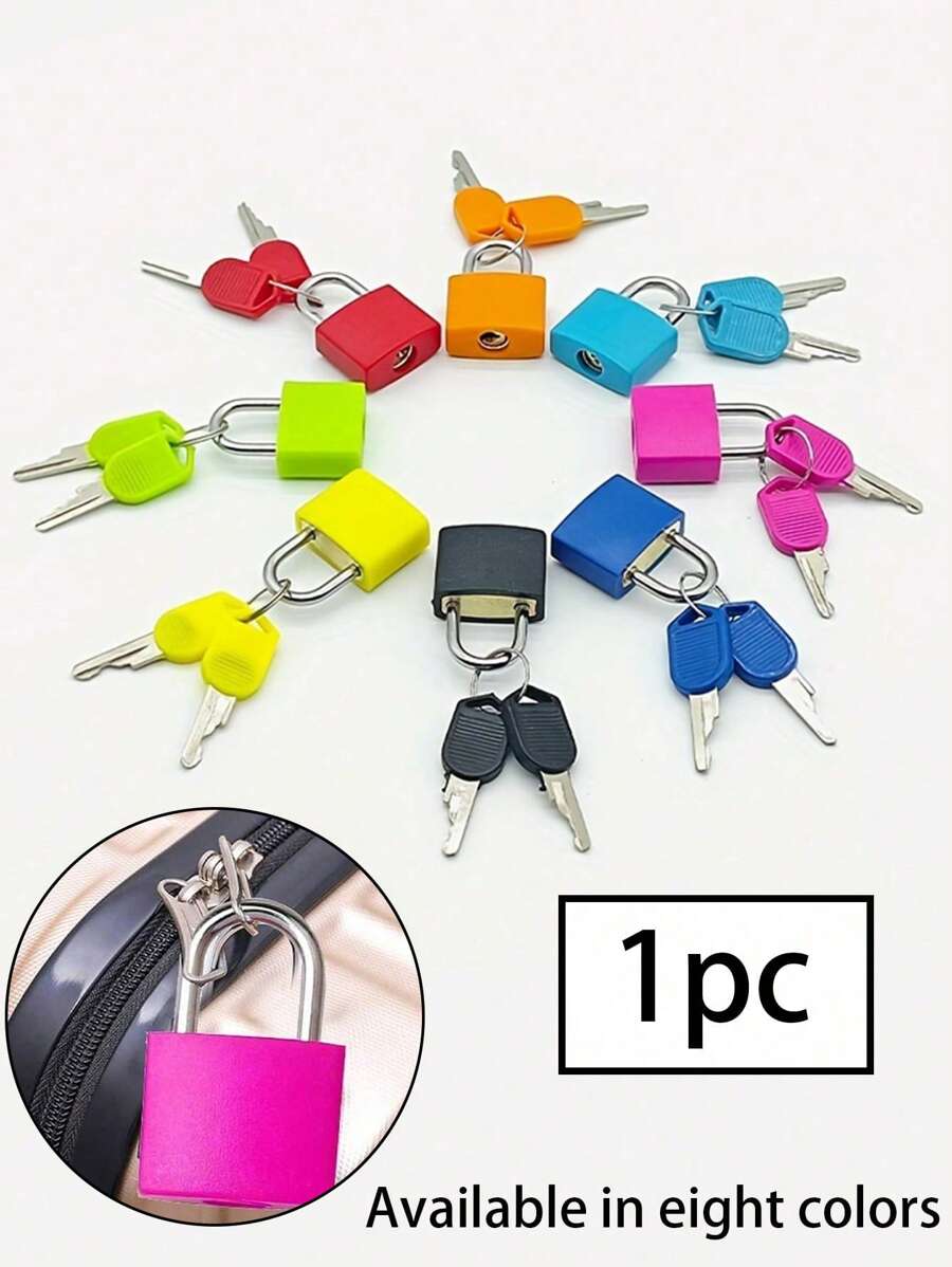 1pc Portable Small Color Plastic Lock Luggage Padlock,1pc  Padlock With 2pcs Key,Colored Casing/23mm Zinc Alloy/Tsa Approved Luggage Lock, Small And Sturdy, Luggage Locks , Mini Padlocks For Suitcases, Metal Keyed Lock For Travel Bags, Brass Lock Cylinder Is Durable,Small Copper Lock With Case,Available In Eight Colors - Multicolor - View 1