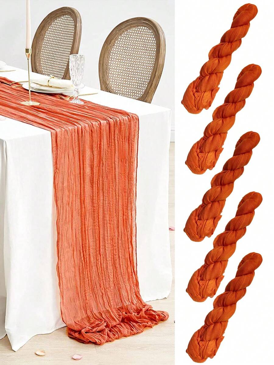 5 piezas Manteles de mesa plegables de color naranja con pliegues, mantel de mesa para fiesta, decoración de cumpleaños, decoración de boda, decoración del hogar para días festivos, decoración de mesa de comedor para sala de fiestas, mantel de centro de mesa de comedor, decoración de banquete, mantel de boda, mantel de mesa de unicolor, mantel de boda campestre, camino de mesa de cocina, regalos de fiesta, decoraciones