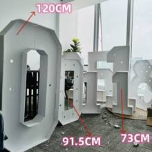 1Pc 73cm/28.7inch Light Up Digital Marquee Frame KT Board Number 0-9 Plug-In KT Board With Bracket LED Party Decorative Light For Birthday Party Anniversary Decoration,Christmas - White - View 8