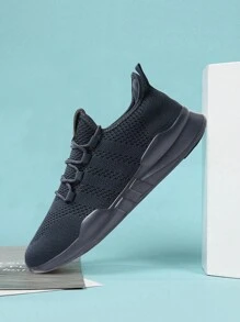 Men's Minimalist Sneakers Non Slip Sports Shoes Lace Up Walking Shoes Comfortable And Breathable Running Shoes Lightweight Sneakers Fashionable Road Running Shoes  Dark_Blue