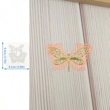 1入組金屬蝴蝶裝飾品，適用於卡片製作，各種尺寸的模切模具