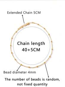 1PC Minimalist Round Snake Chain Beaded Necklace & Bracelet & Anklet For Women 18K Gold Plated Stainless Steel Chain Adjustable Size Fashion Jewelry Accessories (Sold Separately)