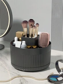 Caja de almacenamiento giratoria de escritorio para brochas cosméticas y maquillaje, soporte para bolígrafos, organizador, para vacaciones en la playa, colección de baño, colección de dormitorio, gran capacidad - Blanco - Ver 2