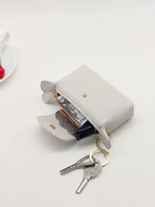 Fashionable Simple Single-Zipper Coin Key Pouch For Women Wallet Purse Wallet Small Wallet - Beige - View 2