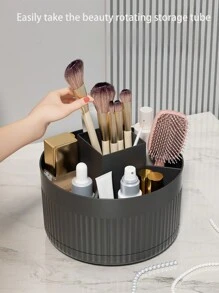 Caja de almacenamiento giratoria de escritorio para brochas cosméticas y maquillaje, soporte para bolígrafos, organizador, para vacaciones en la playa, colección de baño, colección de dormitorio, gran capacidad - Blanco - Ver 8