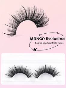 1對深邃漫畫蘿蔔毛睫毛，人造貂皮濕潤外觀睫毛自然柔軟，可愛的蘿蔔毛瞳毛增量貓眼妝，美顏彩妝必備 - 尖尾漫畫款 - 查看 2