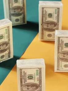 9pcs Party Printed Dollar Bills Simulation Napkins Tissue Paper, Wood Pulp Portable Handkerchief Paper Facial Tissue - Multicolor - View 6
