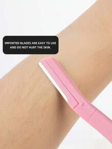 Bộ 4 dao cạo lông mày chuyên nghiệp, bộ tỉa lông mày chống trầy xước dành cho người mới bắt đầu, dụng cụ làm đẹp dành cho cả nam và nữ - Hồng - Xem 4