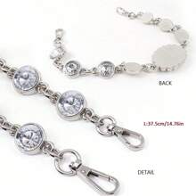 1条水晶水钻链条肩带，可替换肩带，适用于手提包、托特包、斜挎包，银色，DIY配件 - 銀色 - 查看 5