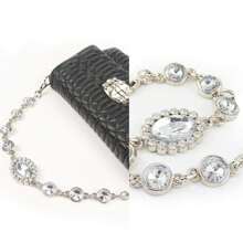 1条水晶水钻链条肩带，可替换肩带，适用于手提包、托特包、斜挎包，银色，DIY配件 - 銀色 - 查看 4