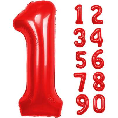 40 英寸红色数字气球，巨型铝箔气球，适用于生日、周年纪念、毕业典礼、生日装饰、毕业季、母亲节装饰
