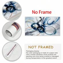 1 pieza Arte de pared grande abstracto moderno - Cuadro en lienzo en blanco y azul, obra de arte de pared para sala de estar y oficina, decoración de pared sobredimensionada - Multicolor - Ver 3