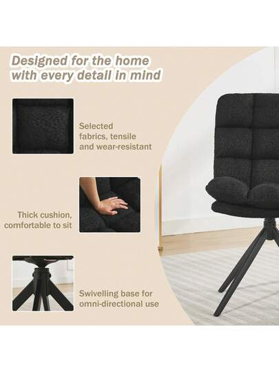 Dining Stoel Piece Set, Multi Fabric Upholstered Chairs, Swivel Removable Kitchen Chairs Room, Kitchen, Living Room view 3